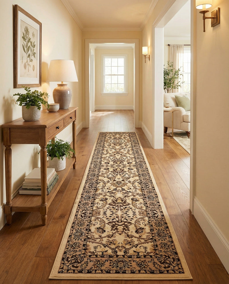 Isfahan Elegance Collection Area Rug - Naghsh-e Jahan (Ivory) Runner Ivory  lifestyle 87