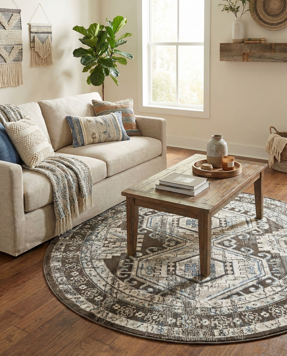 Savannah Elegance Collection Area Rug -  Tybee (Gray) Round Gray  lifestyle 83