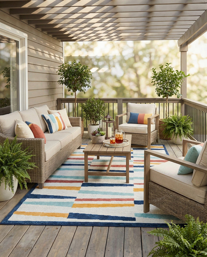 Caribbean Terrace Collection Area Rug -  Jamaica Rectangle Ivory  lifestyle 11