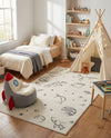 Wonder Tykes Collection Area Rug -  Jigsaw Rectangle Ivory  lifestyle 19