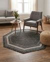 Terrace Fringe Collection Area Rug - Veranda (Black) Octagon Black  lifestyle 49