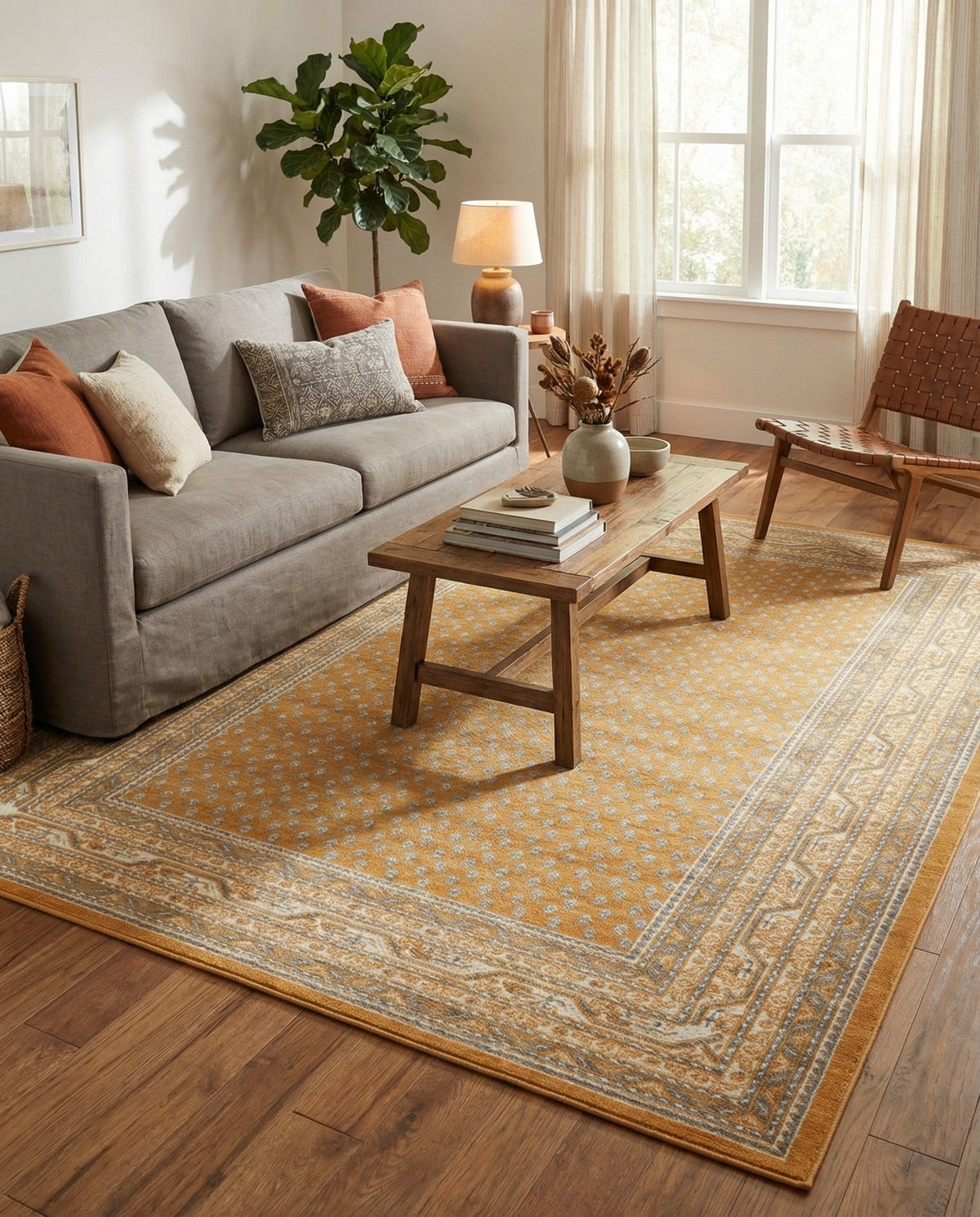 Soho Elegance Collection Area Rug -  Mercer (Orange) Rectangle Orange  lifestyle 12