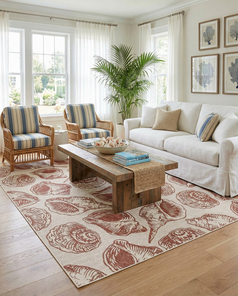 Seaside Haven Rugs Collection Area Rug -  Lighthouse (Ivory Rust Red) Rectangle Ivory Rust Red  lifestyle 22