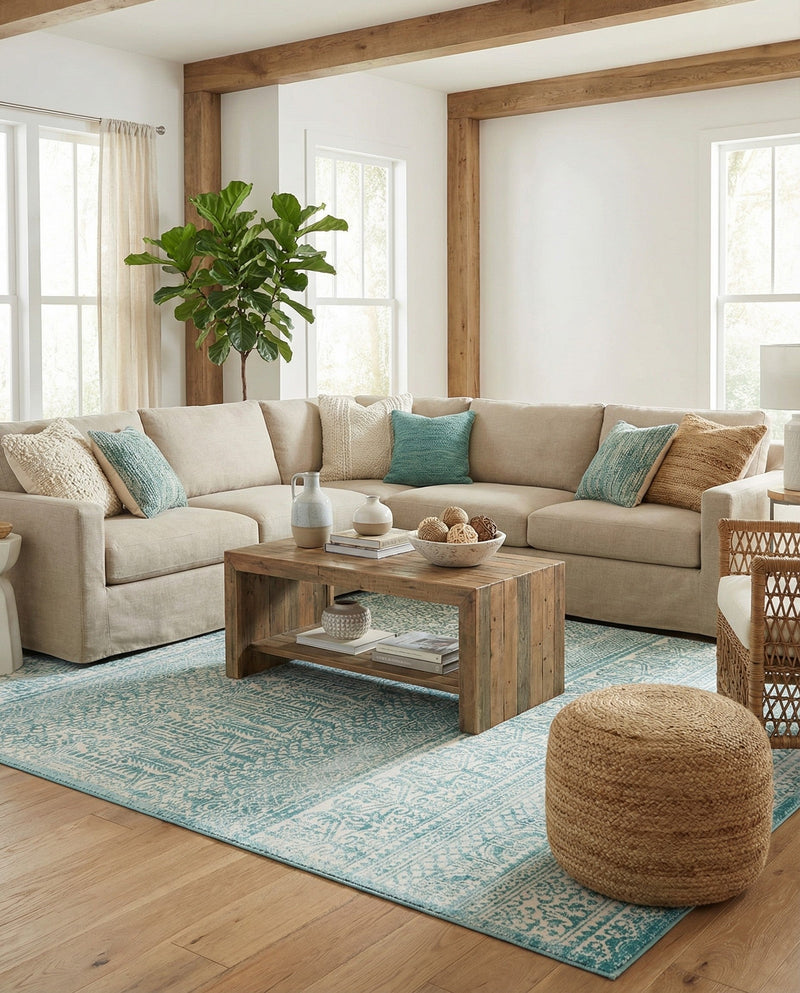 Metro Heights Collection Area Rug -  Chelsea Rectangle Teal  lifestyle 40