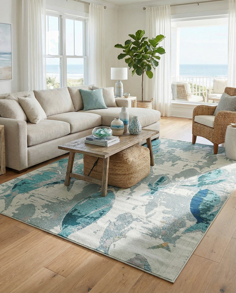 Sorrento Shores Collection Area Rug -  Praiano Rectangle Light Blue  lifestyle 3