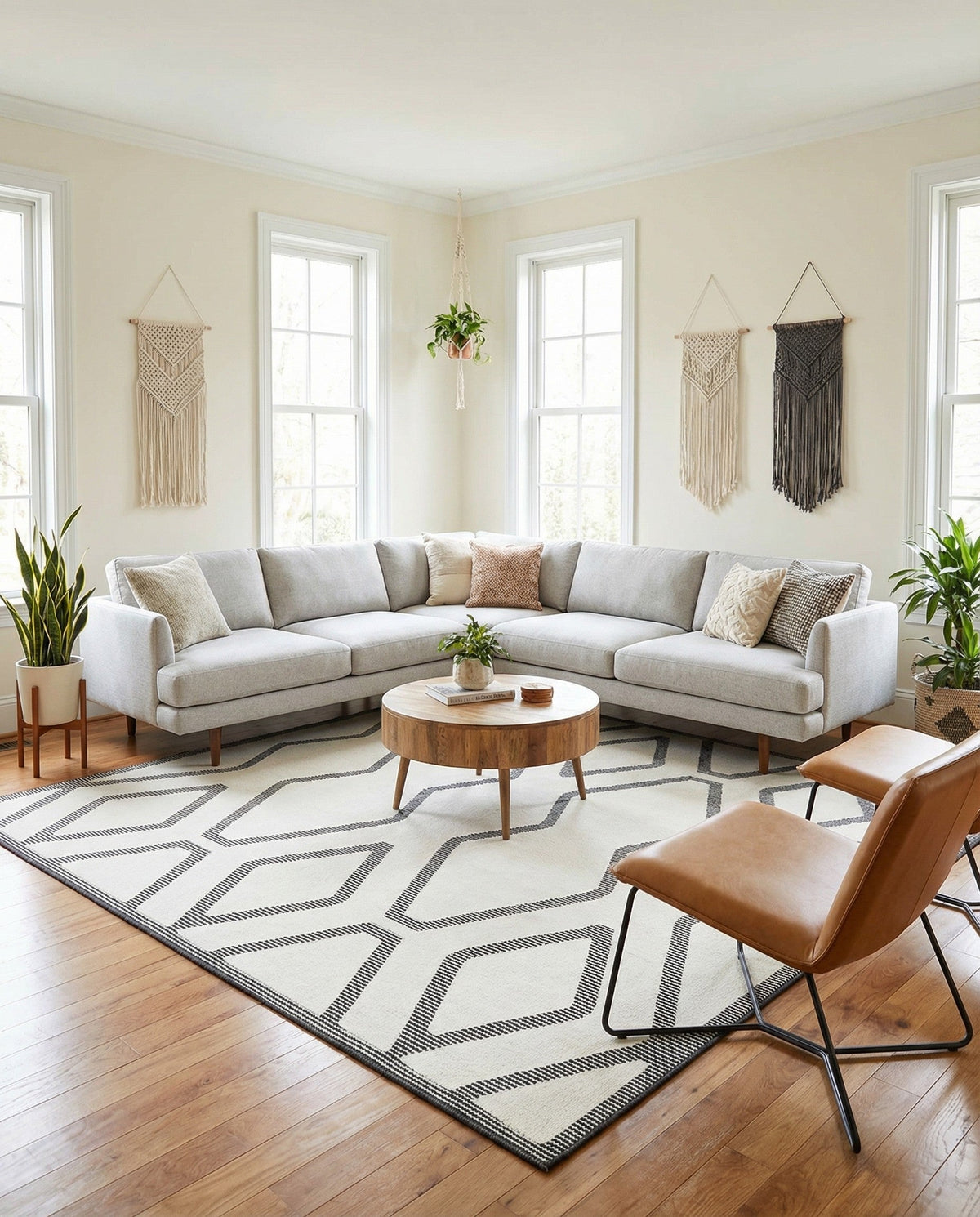 Monochrome Collection Area Rug -  Glacier Square Ivory White  lifestyle 92