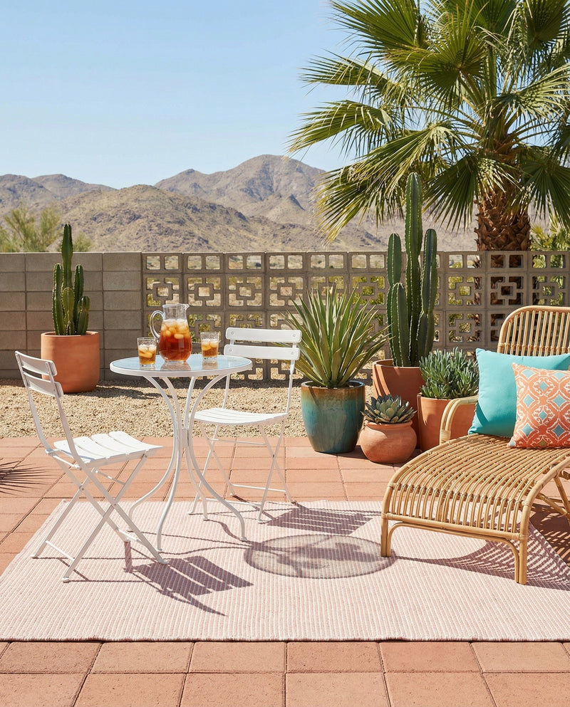 Jill Zarin Sedona Oasis Outdoor Collection Area Rug - Coconino (Pink Roses) Rectangle Pink Roses  lifestyle 23
