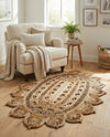 Woven Seaside Jute Collection Area Rug - Coastalhaven (Natural) Oval Natural  lifestyle 12