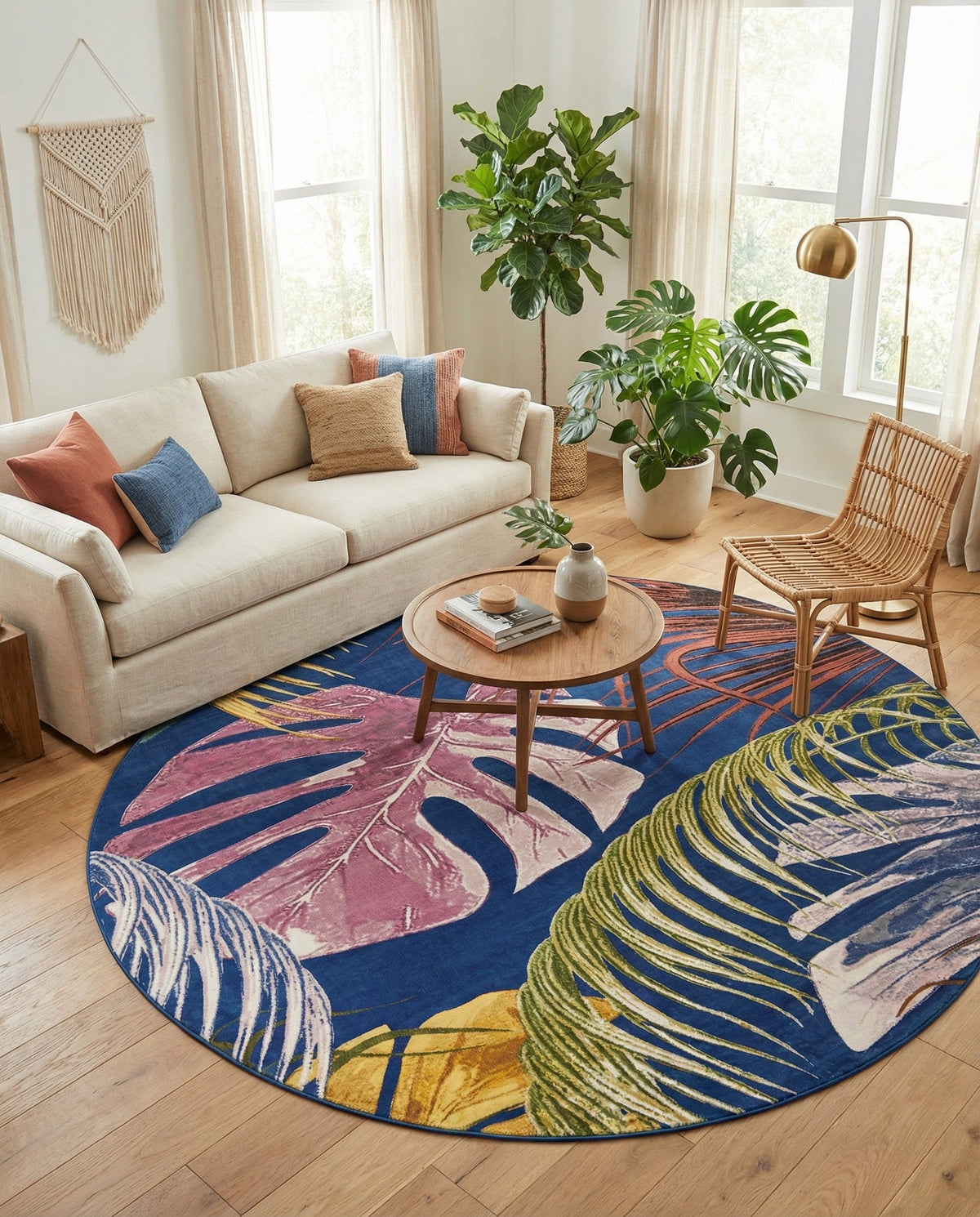 Meadow Breeze Collection Area Rug -  Clover Round Multi  lifestyle 163