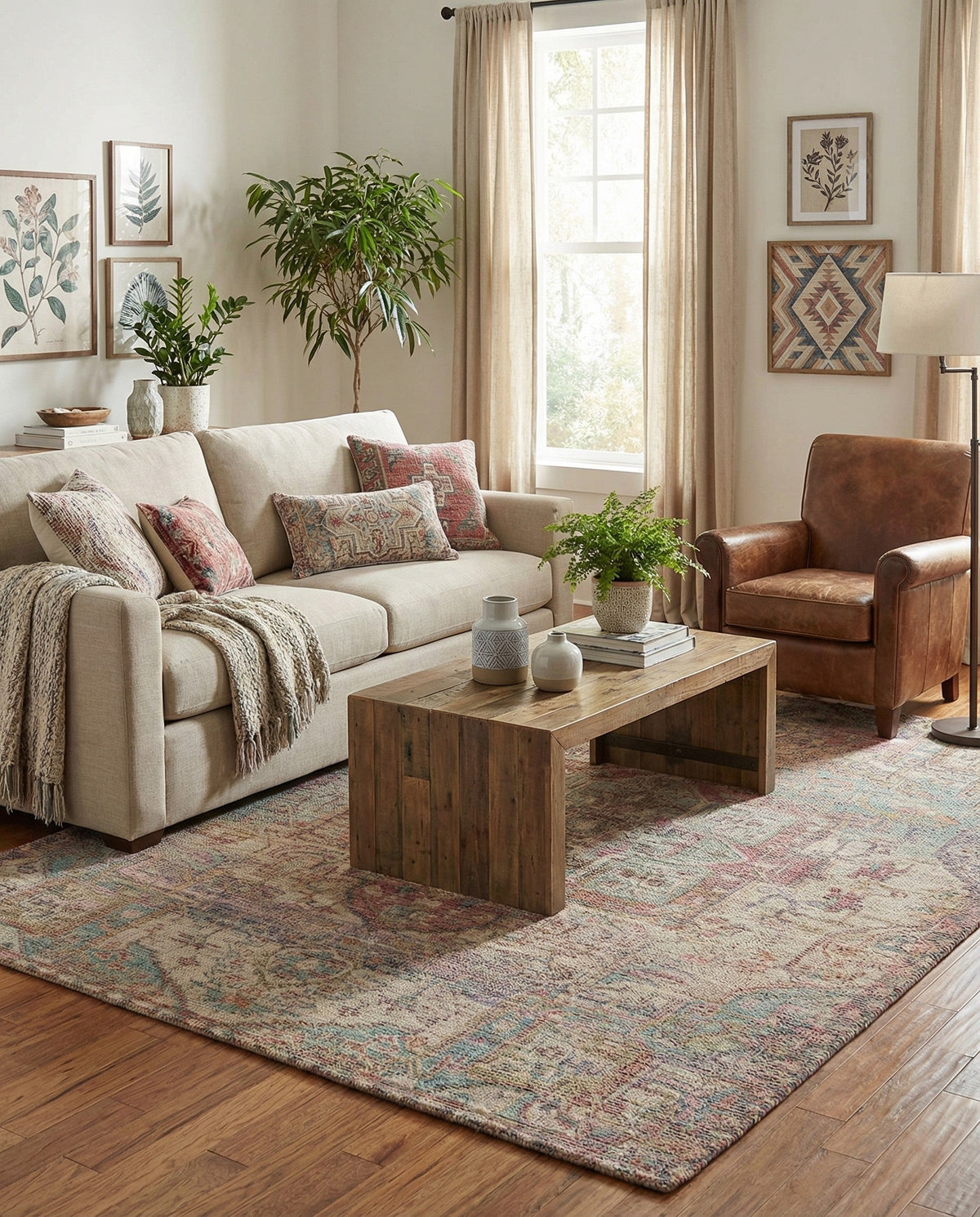 Savannah Threads Collection Area Rug -  Karoo Rectangle Antique Red and Blue  lifestyle 11