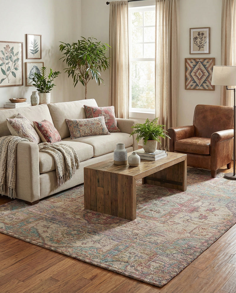 Savannah Threads Collection Area Rug -  Karoo Rectangle Antique Red and Blue  lifestyle 11