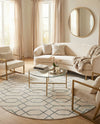 Hollywood Luxe Collection Area Rug - Sunset (White Silver) Round White Silver  lifestyle 61