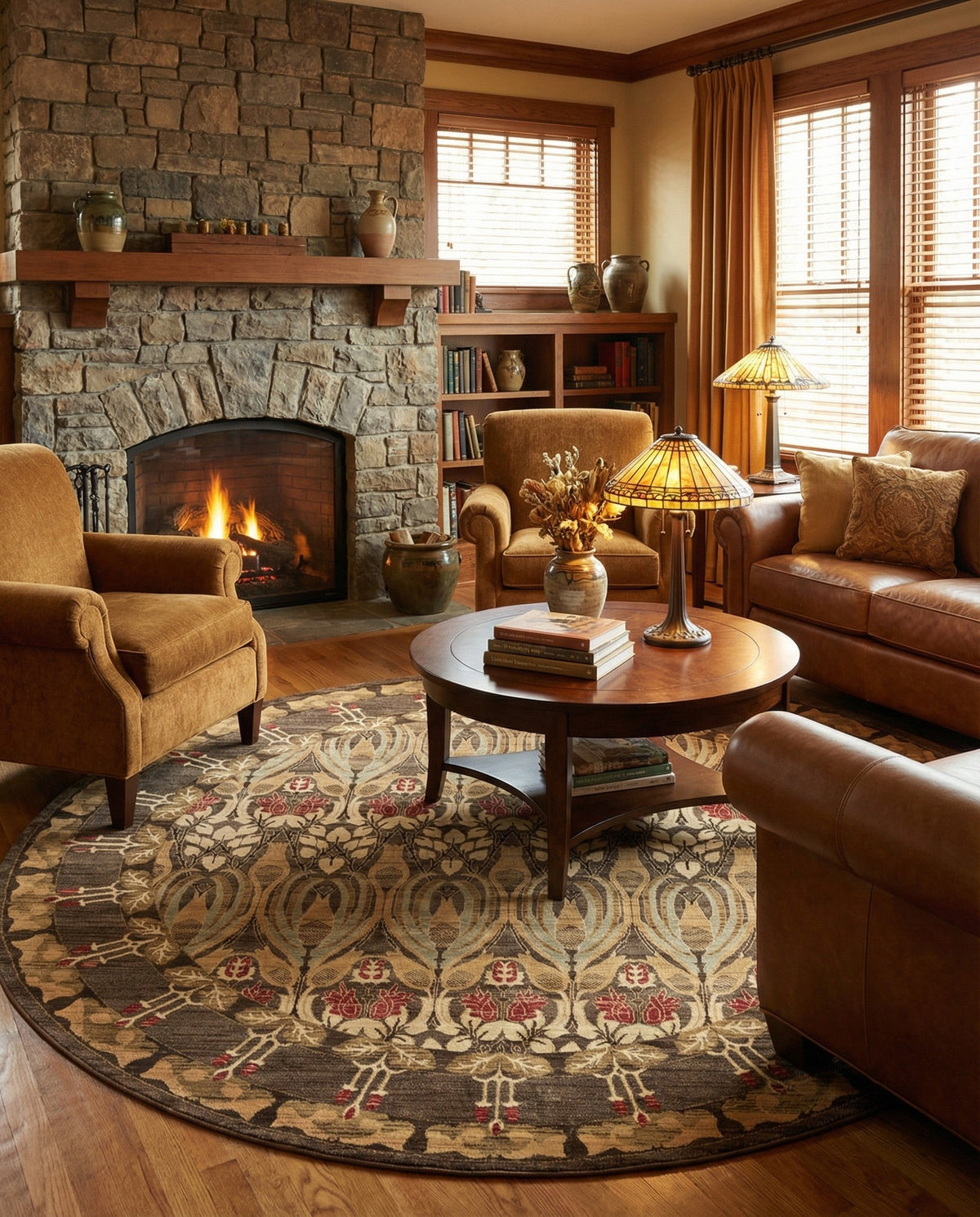 Chelsea Elegance Collection Area Rug -  Brompton (Brown) Round Brown  lifestyle 117