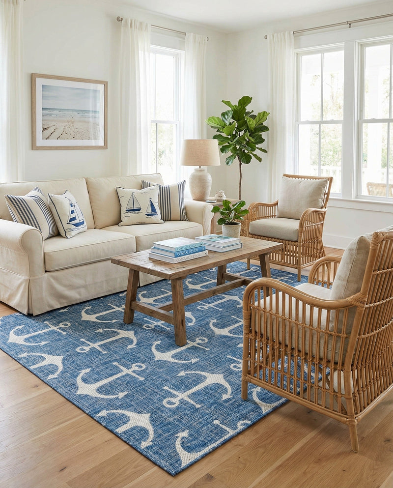 Seaside Haven Rugs Collection Area Rug - Sapphire (Blue) Rectangle Blue  lifestyle 9