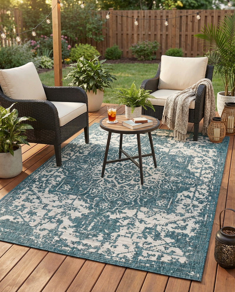 Urban Oasis Rugs Collection Area Rug -  Penthouse (Teal) Rectangle Teal  lifestyle 24