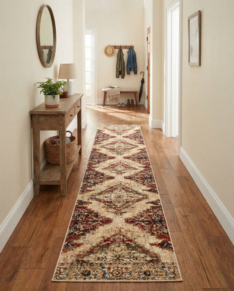 Neptune Elegance Collection Area Rug -  Naiad Runner Burgundy Beige  lifestyle 57