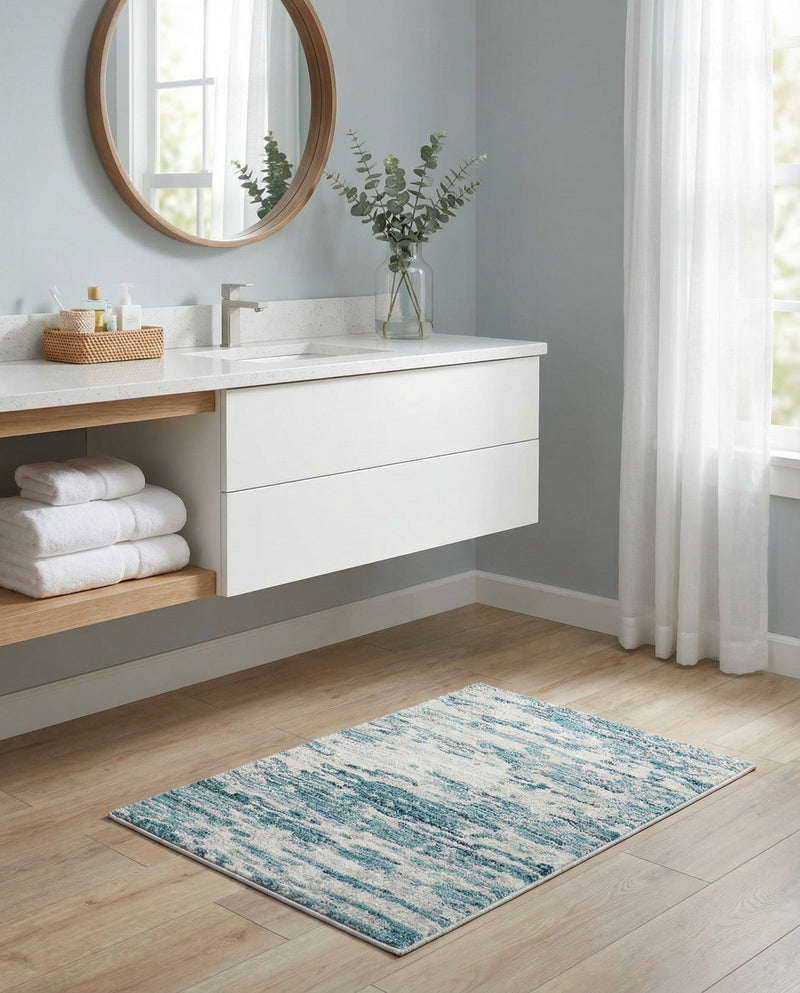 Serenity Sands Collection Area Rug - Dunescape Rectangle Blue  lifestyle 14