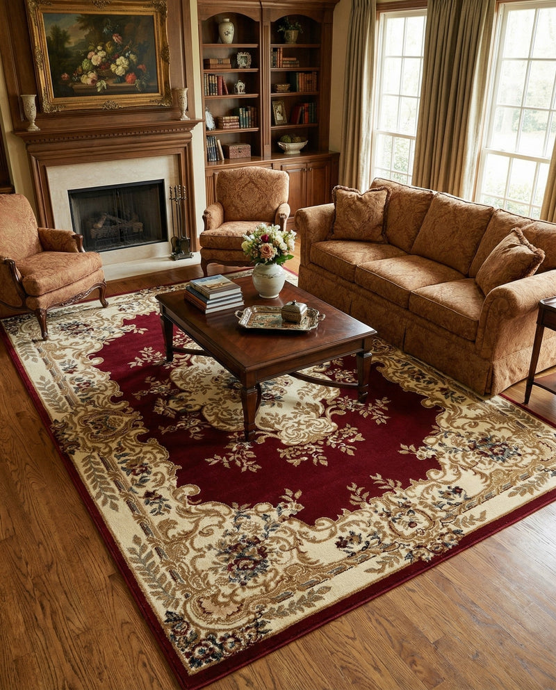 Versailles Elegance Collection Area Rug -  Vincennes Rectangle Red  lifestyle 40