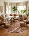 Desert Nomad Terrace Collection Area Rug - Sahara (Rust Red) Round Rust Red  lifestyle 69