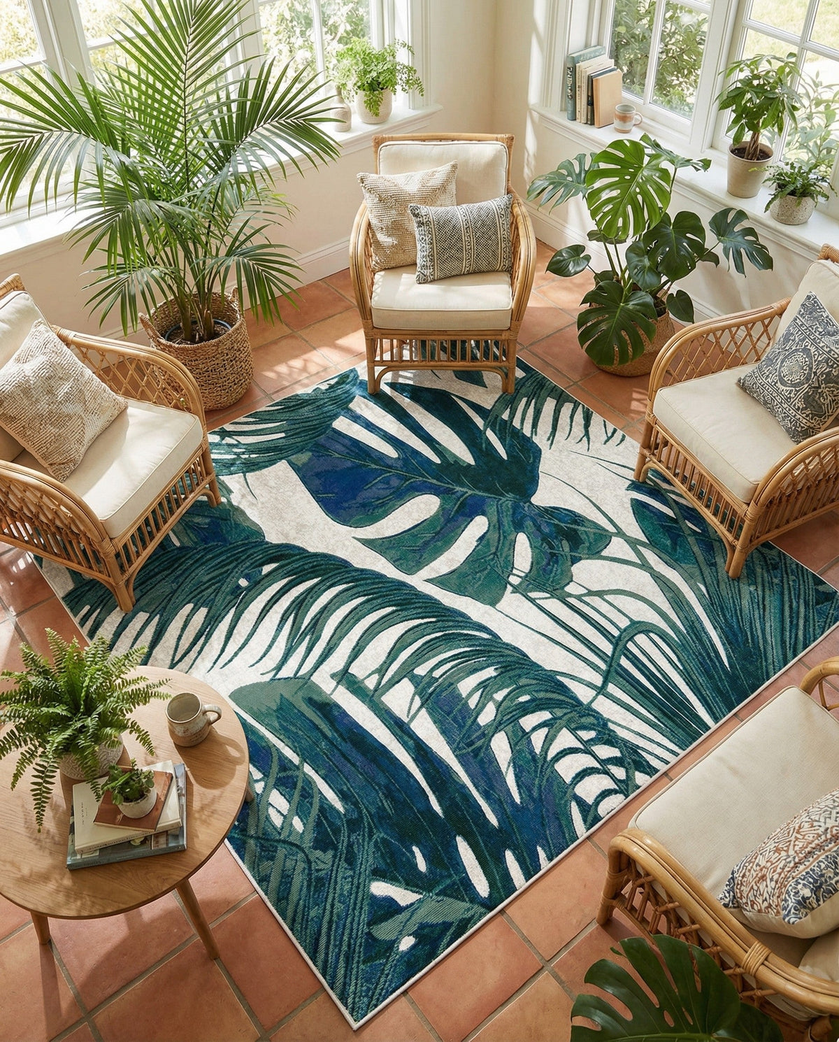Meadow Breeze Collection Area Rug -  Clover Square Ivory  lifestyle 166