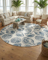 Seaside Haven Rugs Collection Area Rug -  Lighthouse (Ivory and Navy Blue) Round Ivory and Navy Blue  lifestyle 55
