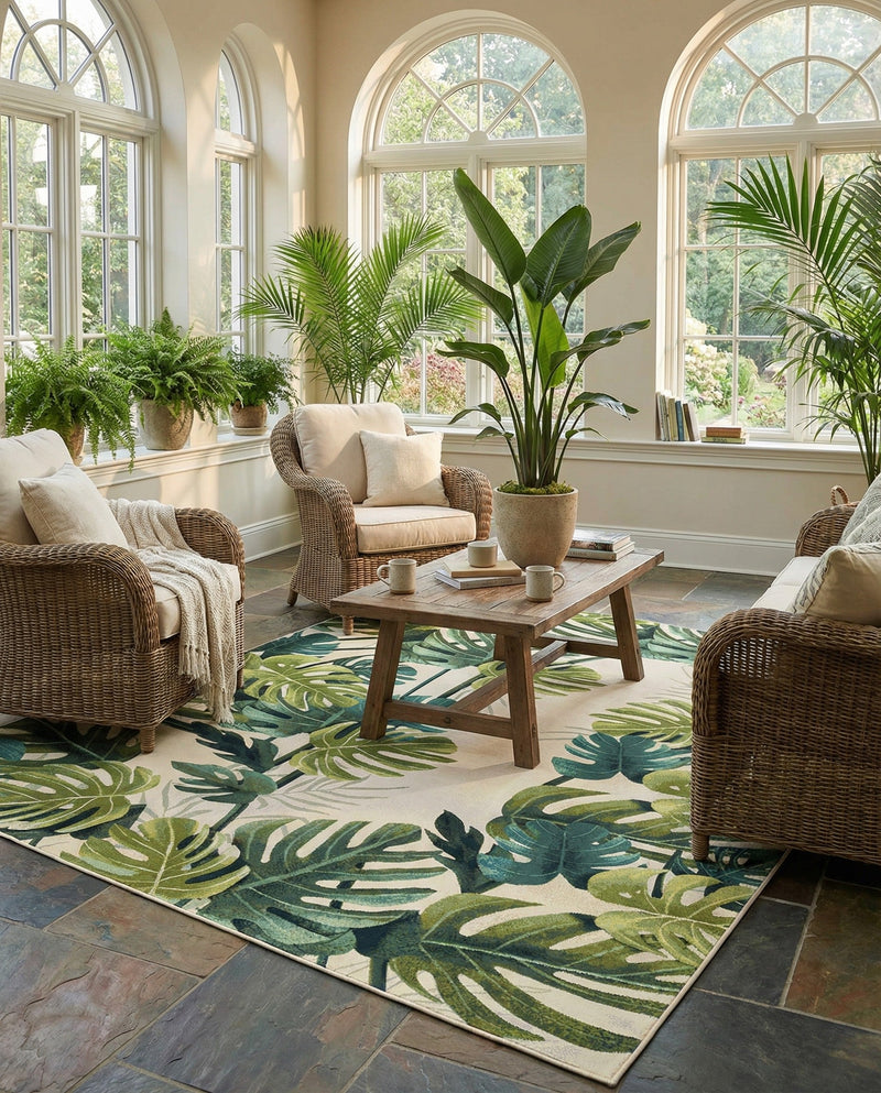 Seaside Blooms Collection Area Rug -  Ivy Rectangle Green  lifestyle 52