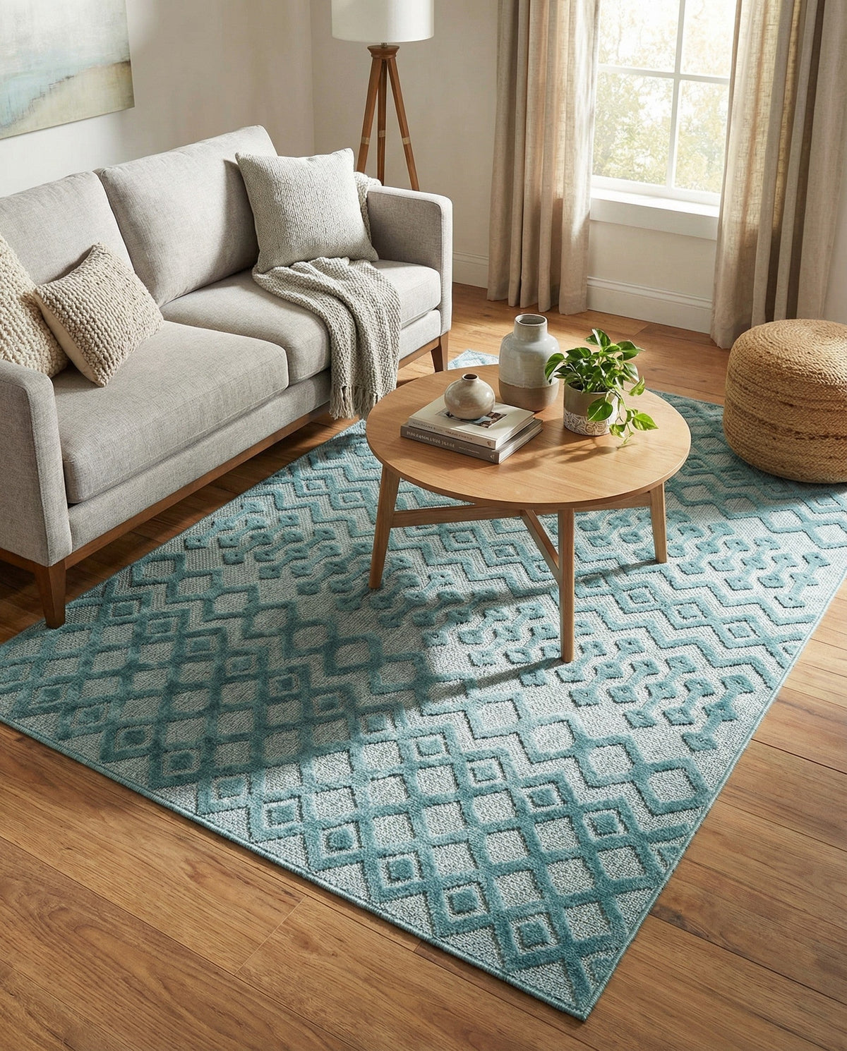Garden Lattice Charm Collection Area Rug -  Pergola (Aqua) Rectangle Aqua  lifestyle 16
