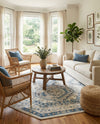 Savannah Elegance Collection Area Rug -  Tybee (Ivory Aqua) Octagon Ivory Aqua  lifestyle 41