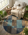 Autumn Meadow Collection Area Rug -  Sycamoreside (Blue Gray) Round Blue Gray  lifestyle 42
