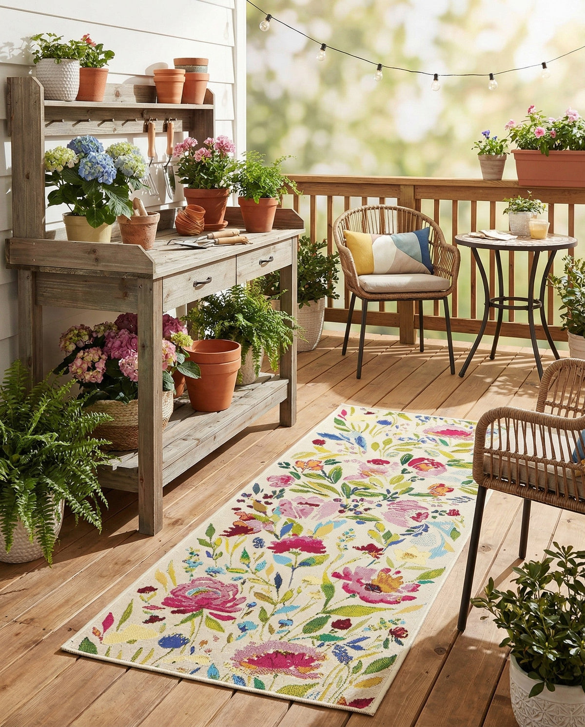Seaside Blooms Collection Area Rug -  Meadow Runner Multi  lifestyle 105