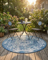 Patio Heritage Collection Area Rug -  Augusta (Blue) Round Blue  lifestyle 70