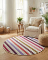 Seaside Stripes Collection Area Rug - Azul Round White  lifestyle 77