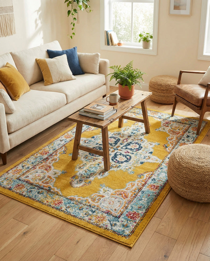 Beverly Grove Collection Area Rug -  Fairfax (Yellow) Rectangle Yellow  lifestyle 22
