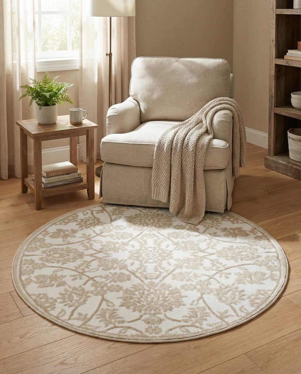 Andes Summit Collection Area Rug -  Chimborazo Round Snow White  lifestyle 135