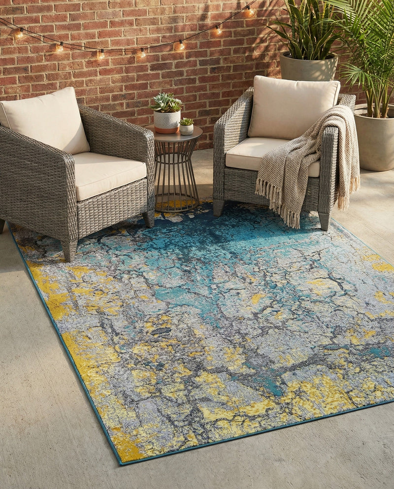 Urban Terrace Collection Area Rug -  Lanai Rectangle Gradient Blue  lifestyle 5