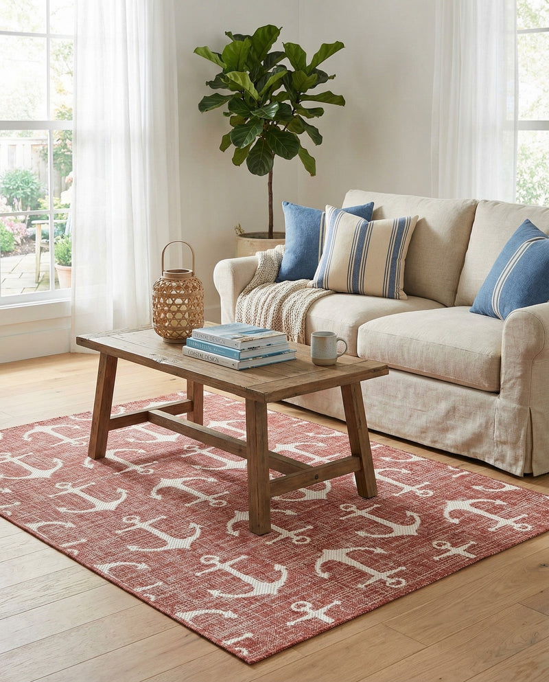 Seaside Haven Rugs Collection Area Rug - Sapphire (Rust Red) Rectangle Rust Red  lifestyle 7