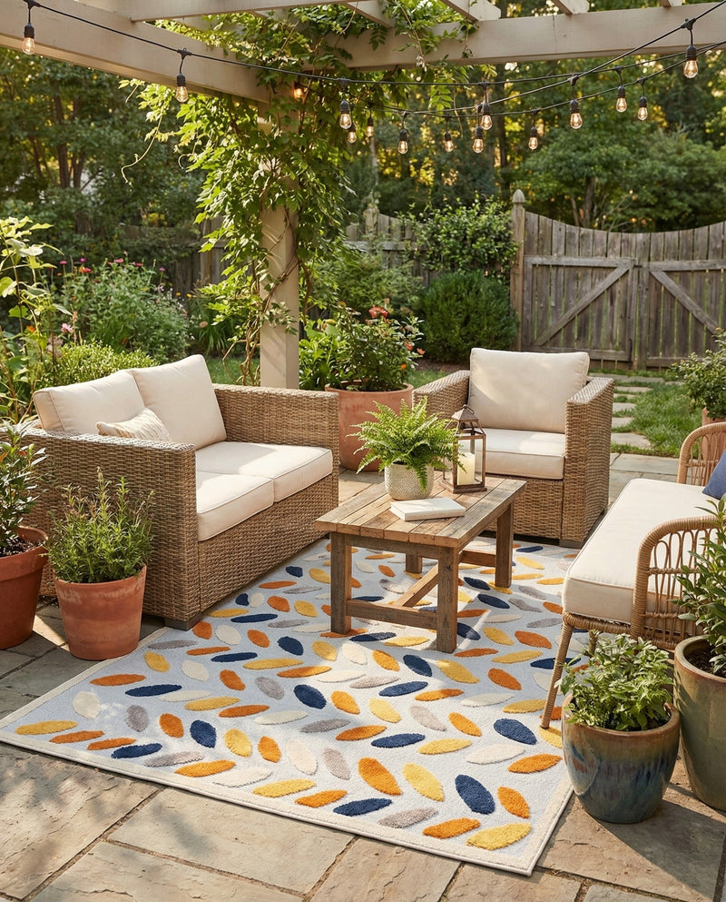 Bahama Breeze Outdoor Collection Area Rug - Nassau Rectangle Gray  lifestyle 30
