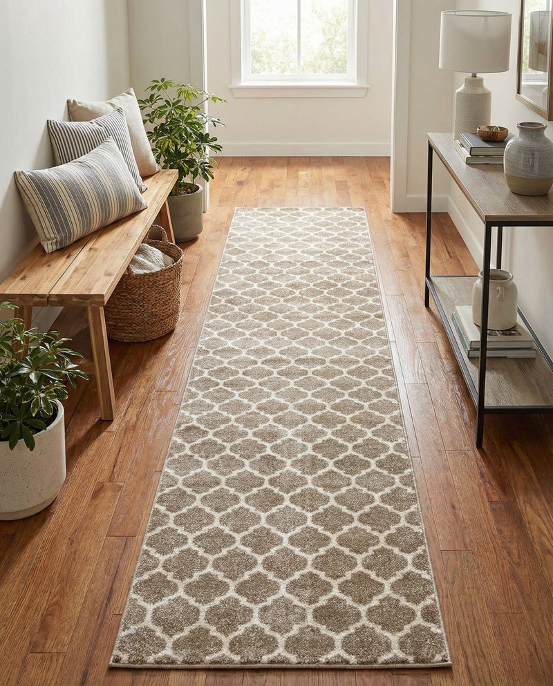 Lattice Gardens Collection Area Rug -  Bloomfield (Light Brown) Runner Light Brown  lifestyle 60
