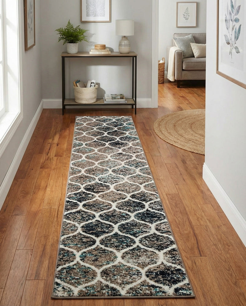Trellis Mosaic Collection Area Rug -  Pergolatown (Blue Multi) Runner Blue Multi  lifestyle 44