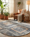 Aegean Elegance Collection Area Rug -  Rhodes Round Gray Cream  lifestyle 41