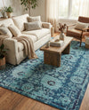 Chateau Elegance Collection Area Rug -  Louvre Rectangle Blue  lifestyle 67