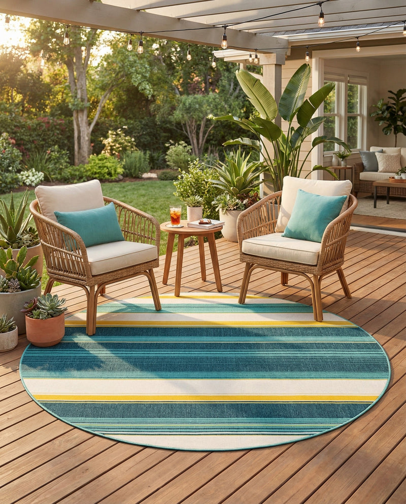 Terrace Fringe Collection Area Rug -  Veranda Round Multi  lifestyle 68