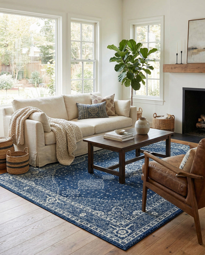 Dover Terrace Collection Area Rug - Marina (Navy Blue) Rectangle Navy Blue  lifestyle 11