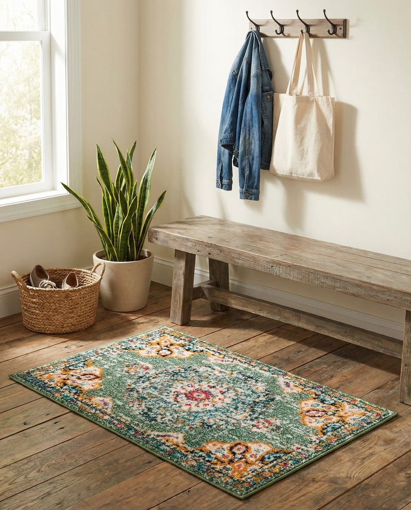 Brighton Terrace Collection Area Rug - Hove (Green) Rectangle Green  lifestyle 19