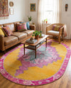 Heritage Elegance Collection Area Rug -  Winterthur (Yellow) Oval Yellow  lifestyle 58