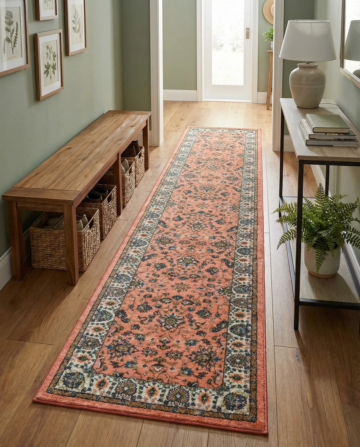 Casablanca Tapestry Collection Area Rug -  Marrakech (Salmon) Runner Salmon  lifestyle 26
