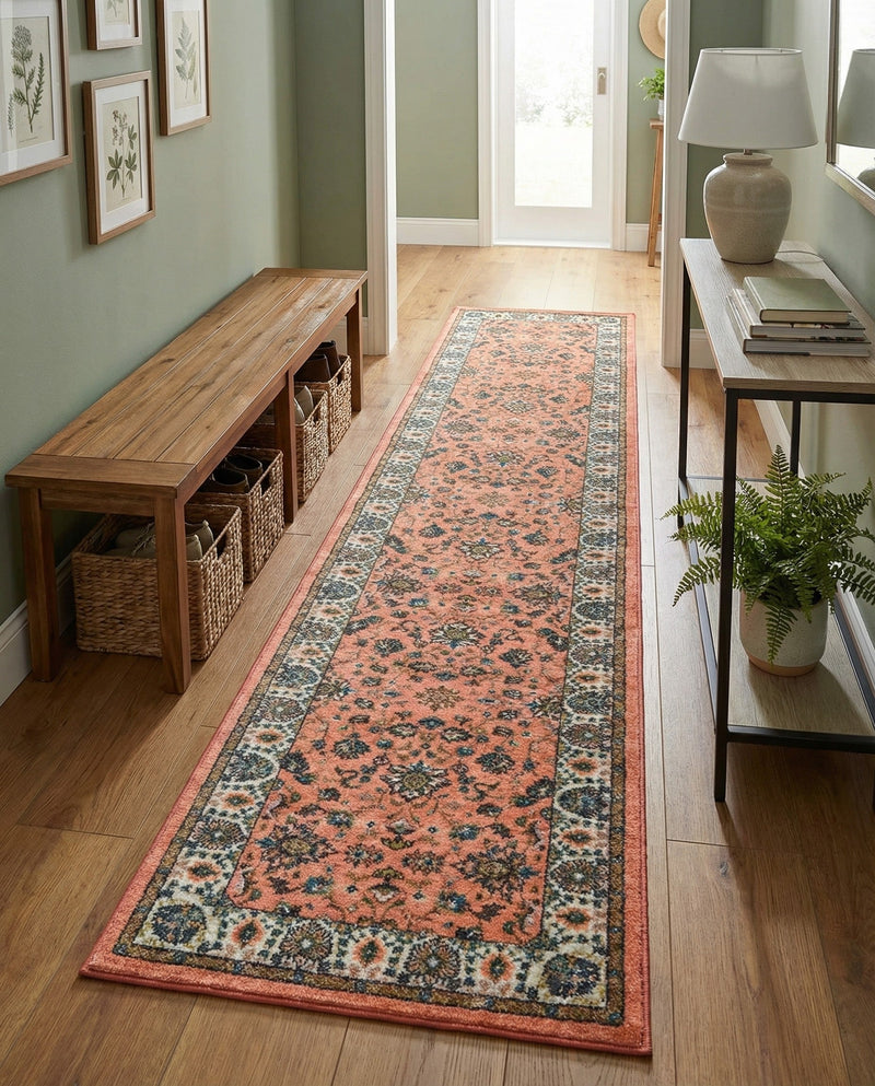 Casablanca Tapestry Collection Area Rug -  Marrakech (Salmon) Runner Salmon  lifestyle 26