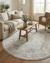 Savannah Series Collection Area Rug - Charleston (Cloud Gray) Round Cloud Gray  lifestyle 51