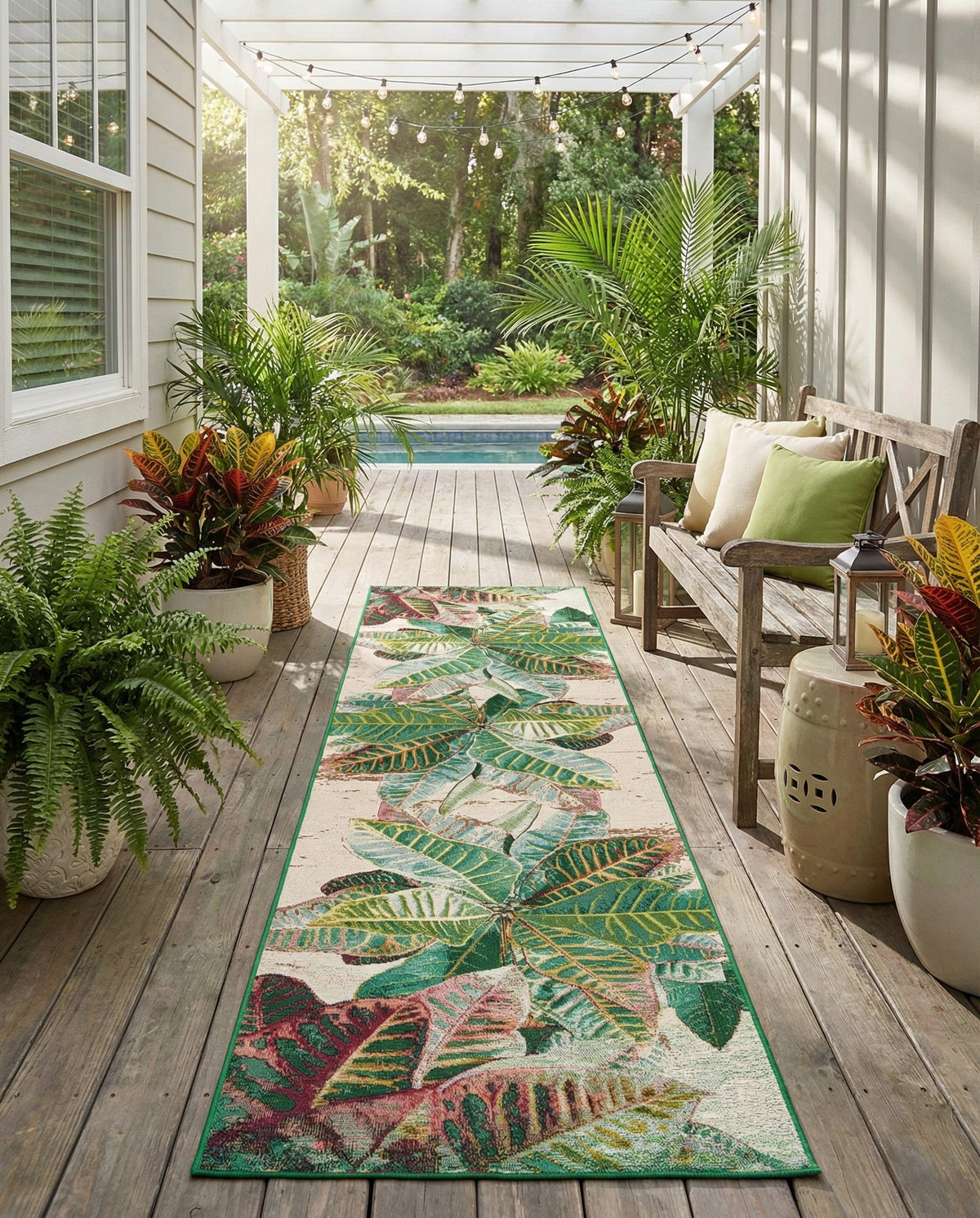 Seaside Blooms Collection Area Rug -  Fern Runner Multi  lifestyle 94