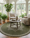 Patio Heritage Collection Area Rug -  Charleston (Green) Round Green  lifestyle 63